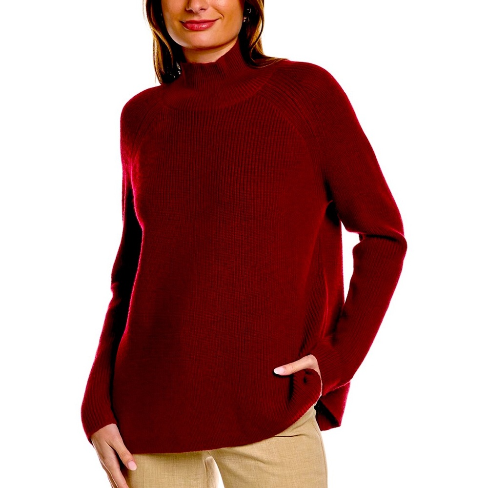 Eileen Fisher merino wool ribbed mock neck sweater large